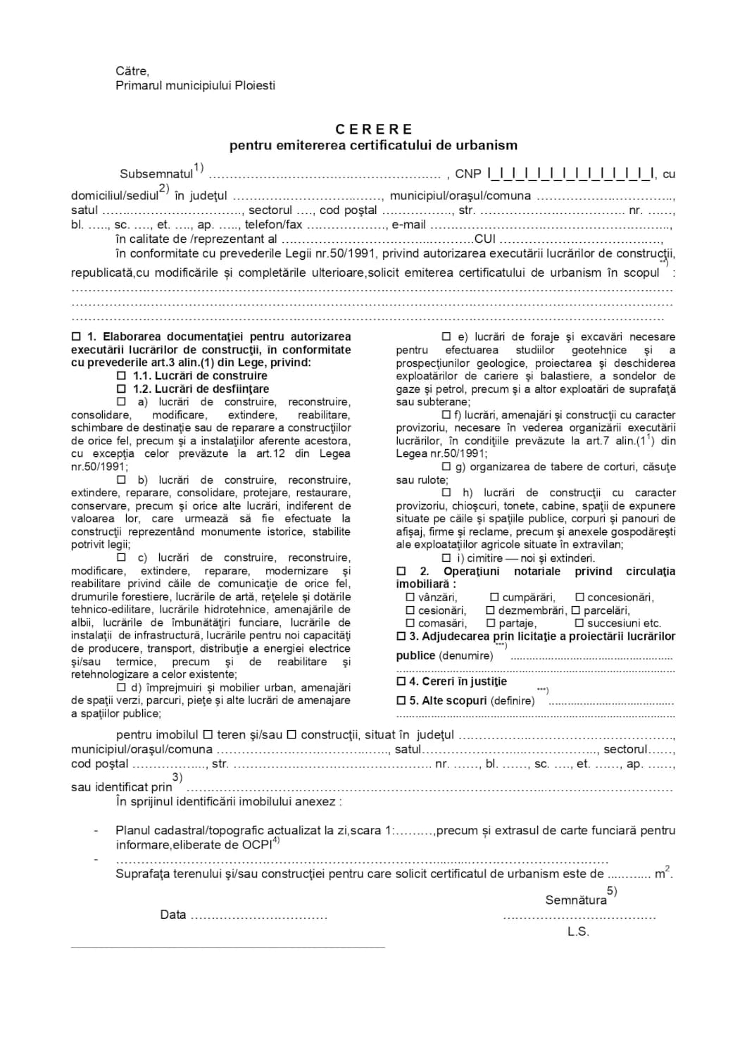 Pachet complet de documente cadastrale pentru certificatul de urbanism