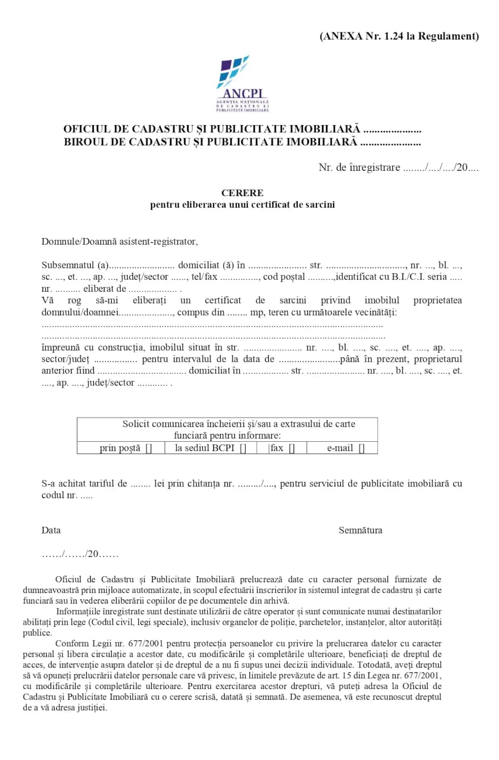 Certificatul de sarcini de la Oficiul de Cadastru si Publicitate Imobiliara