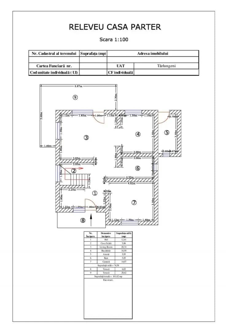 Copia dupa releveu de la Oficiul de Cadastru si Publicitate Imobiliara