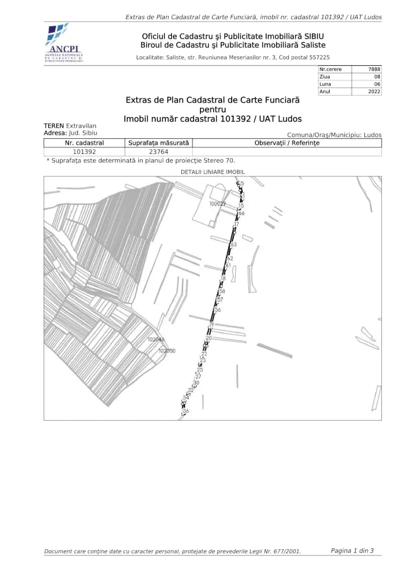 Extrasul de Plan Cadastral pe Ortofotoplan de la Oficiul de Cadastru și Publicitate Imobiliară